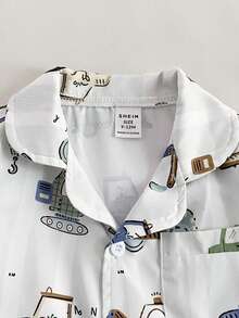 2件套幼儿男童可爱汽车玩具印花长袖上衣和裤子舒适阻燃休闲睡衣