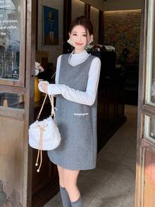 DAZY 女士圆领亮片装饰休闲百搭度假派对连衣裙