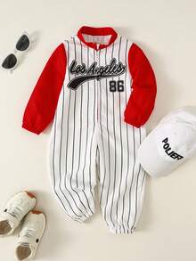 男女宝宝休闲可爱趣味运动街头百搭韩版舒适时尚摩托车赛车角色扮演连体衣，适合万圣节、运动赛事、生日派对、洗礼、周岁庆典、晚会、演出、婚礼、春夏秋季等场合。 - 紅白色 - 查看 3