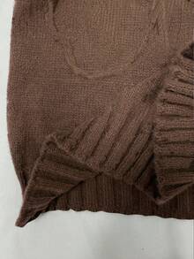 Franclia Áo len nữ cỡ lớn màu trơn, kiểu dáng thường ngày, thêu họa tiết thời trang, đa năng cho công sở, áo len thu đông màu nâu, áo len nữ màu nâu cà phê, áo len thêu hoa. - Cà phê nâu - Xem 4