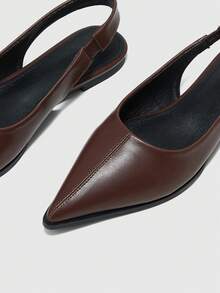 CUCCOO BIZCHIC Zapatos planos minimalistas de unicolor con punta puntiaguda, de estilo casual y sencillo, sin respaldo, para uso en la oficina - Marrón Mocha - Ver 6