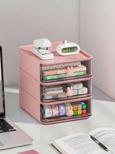 1pc ABS Rabbit Handle Decor Storage Box ,Desktop Storage Box For Stationery, Cosmetics, Handmade Supplies, Tools, Dundries Storage,Multiple Styles AvailableStationery, Can Be Freely Combined And Superimposed,Decor Festival Decor, Room Decor Home Decor Fall Decor Bedroom Decor