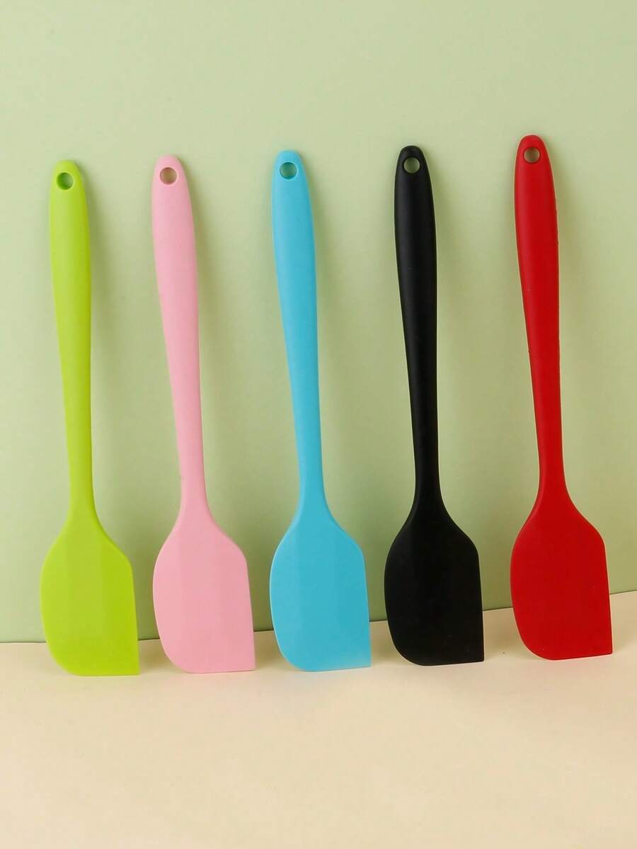 1 pieza/2 piezas Espátula de silicona para hornear y crema, resistente a altas temperaturas, raspador de pasteles integrado, raspador de mantequilla - Multicolor - Ver 1