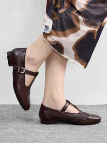 CUCCOO BIZCHIC 女士搭扣设计休闲乐福鞋，适合日常通勤 - 棕色 - 查看 3