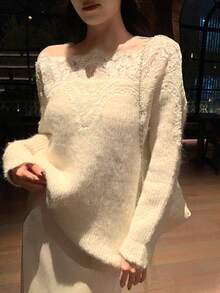 DAZY Women's Lace Girly Korean Style Long Sleeve Sweater, Autumn/Winter