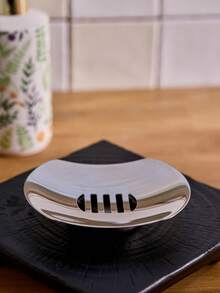 Cirelle 1pc Stainless Steel Soap Dish - Durable Flying Saucer-Shaped Design, Suitable For Kitchen Sinks And Bathroom Showers. Glossy Surface, Rust-Proof And Easy To Clean - Multicolor - View 2