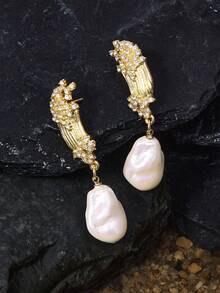 Opalesca 女士吊坠耳环，服饰，复古风格，婚礼/新娘配饰，西式珠宝，仙女风/精灵风，珍珠，秋冬款，送给妈妈/女士/女孩/母亲，优雅，服饰，复古风格，串珠，婚礼/新娘配饰，仙女风/精灵风，珍珠，送给妈妈/女士/女孩/母亲，优雅，高级，高贵，情人节，礼物 - 金黃色 - 查看 1