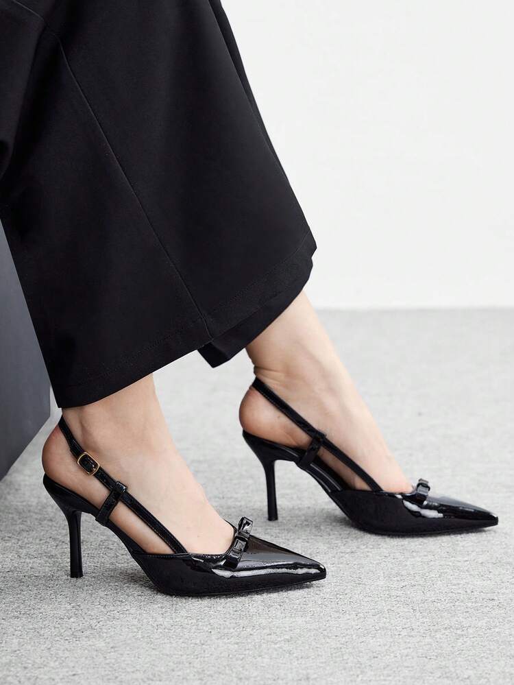 CUCCOO BIZCHIC Women's Comfortable High Heel Shoes With Pearl Bow Decor