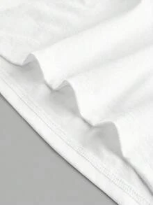 Manfinity Joysei Men's Navy Blue & White Contrast Letter Print Short Sleeve T-Shirt - White - View 4