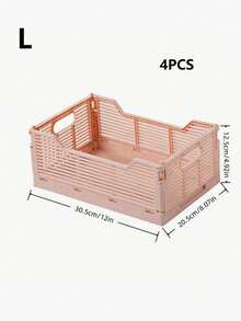 4PCS Modern Stackable Plastic Storage Baskets, Foldable Organizer Boxes For Snacks, Fridge & Desktop, Home & Office Organization - Multicolor - View 12