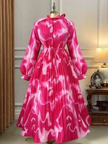 Rometta Đầm xếp ly tay raglan in hoa dành cho nữ cỡ lớn - Nhiều màu - Xem 1