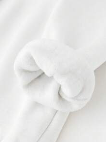 Sudadera con capucha de manga larga, gruesa y con estampado minimalista de estrella de cinco puntas, para niña pequeñas, adecuada para otoño/invierno - blanco - Ver 5