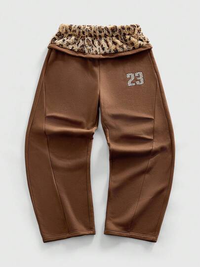 Street Life Men's Street Fashion Casual Leopard Patchwork Curved Knife Sweatpants