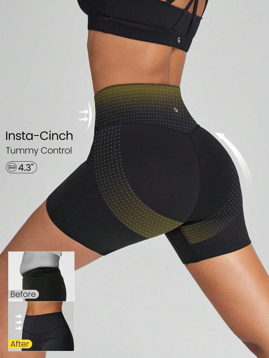 GLOWMODE 4.3''  FeatherFit™-Sculpt High-Waist Tummy Control Biker Shorts Gym