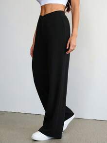 SHEIN Tall Quần ống đứng họa tiết da báo dành cho nữ, trang phục đi học, trang phục mùa thu, trang phục giáo viên, thời trang, phong cách quý tộc cổ điển, váy nữ thường ngày, trang phục ngày Quốc khánh 4 tháng 7. - màu đen - Xem 5