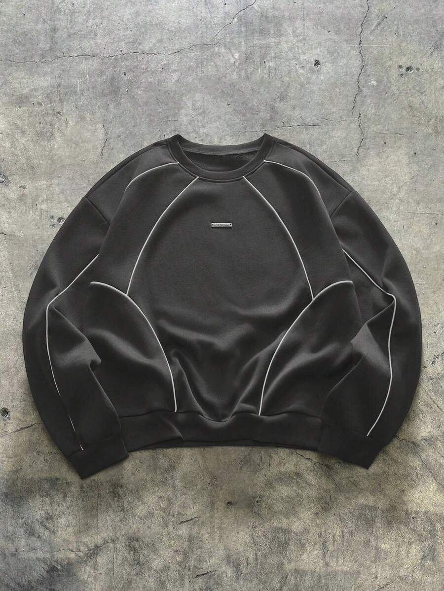 AXEPEAK 男士撞色滚边反光拼接卫衣 - 深灰色 - 查看 1