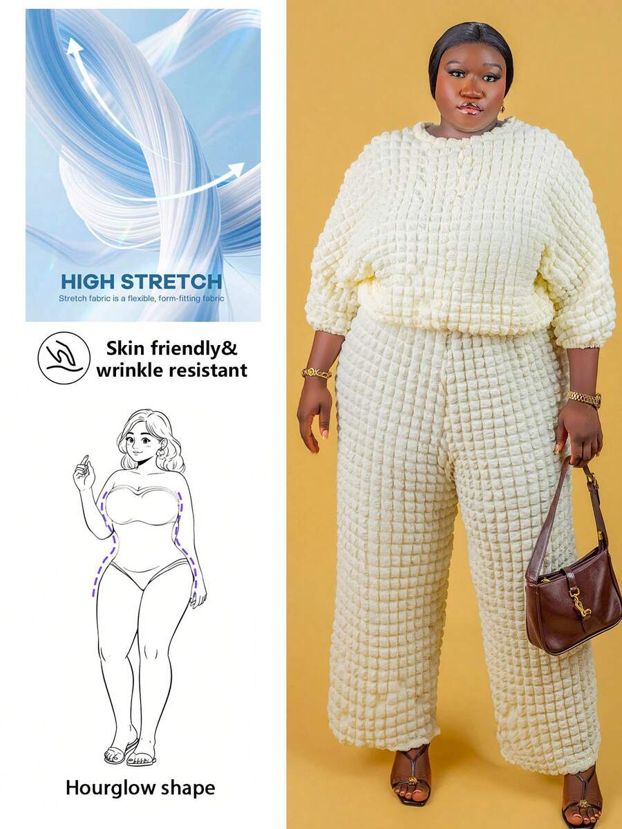 CurvyTilda Neuheiten Herbst und Winter 2025/Herbstkleidung für Damen/Halloween/Herbst/Winterkleidung für Damen in Übergröße, lässiges, lockeres Oberteil mit Ballonärmeln und weiten Hosen, geeignet für Ausflüge, Muttertag, Hochzeiten, Geburtstage, Alltagskleidung, Urlaub, Business Casual, Streetstyle-Kleid für Hochzeitsgäste, Damen - Braun - Übersicht 1