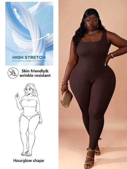 CurvyTilda Slayr 基本款休闲弹力针织加大码连体裤