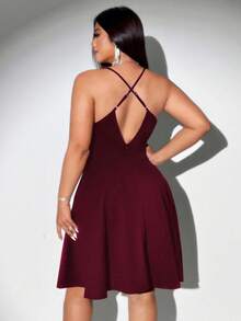 Viva Relle Đầm hai dây lãng mạn, thanh lịch, sang trọng dành cho phụ nữ cỡ lớn, đính ngọc trai giả. - Màu Đỏ Sâu - Xem 2