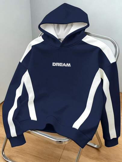 Manfinity Joysei 男士撞色拼接落肩连帽衫，罗纹下摆