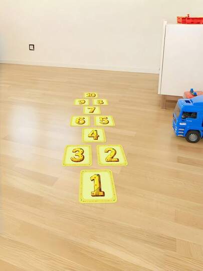 10pcs/Set Vibrant Plaid Digital Floor Decoration Sticker - Waterproof, Self-Adhesive, Removable, And Easy To Clean - Perfect For Jumping House, Classroom And Home Decor