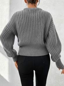 EURMUSE Plus Paperbag Waist Knot Front Wide Leg Pants - Grey - View 2