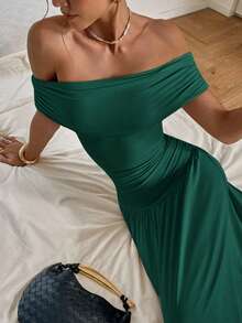 Siren Gaze 女士纯色简约露肩长裙，休闲日常纯色露肩长裙，夏季绿色长裙，女士绿色露肩长裙，夏季纯色长裙，及踝长裙，无肩带长裙，绿色优雅连衣裙，女士露肩长裙，绿色长裙，度假长裙，连体长裙，夏季长裙，女士夏季连衣裙，露肩长裙，女士连衣裙，正式场合女士连衣裙，优雅经典 - 墨綠色 - 查看 8