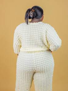 CurvyTilda Neuheiten Herbst und Winter 2025/Herbstkleidung für Damen/Halloween/Herbst/Winterkleidung für Damen in Übergröße, lässiges, lockeres Oberteil mit Ballonärmeln und weiten Hosen, geeignet für Ausflüge, Muttertag, Hochzeiten, Geburtstage, Alltagskleidung, Urlaub, Business Casual, Streetstyle-Kleid für Hochzeitsgäste, Damen - Braun - Übersicht 5