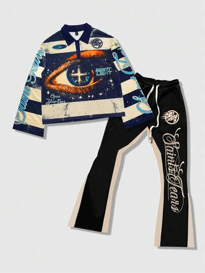 Street Life Set de camisa y pantalones casuales de 2 piezas para hombre