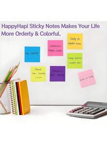 1/4/6/12pcs Sticky Notes 3*3in Color Notepad Student Notepad Office Message Pad Self-Adhesive Note Paper Suitable For Office Home School Use,School Supplies,Back To School - Multicolor - View 9