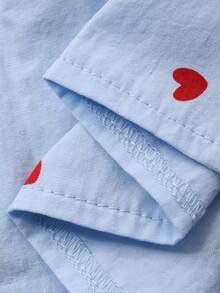 DAZY Infant/Toddler Girls' Heart Print Long Sleeve Shirt And Shorts Casual Loungewear Set - Blue - View 8