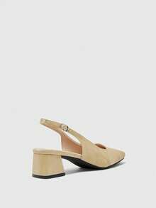 CUCCOO BIZCHIC Women's Square Toe Chunky Heel Apricot Elegant Commuter Mule Shoes, Ladies' High Heel Backless Pumps For Christmas - Beige - View 8