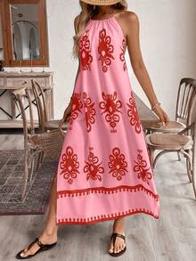 Vivid Eden 女士露背流苏系带高开衩休闲度假连衣裙 - 彩色 - 查看 2