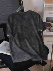 TOM & JERRY X SHEIN Tween Boy Letter & Cartoon Graphic Black Crew Neck Short Sleeve T-Shirt - White - View 2