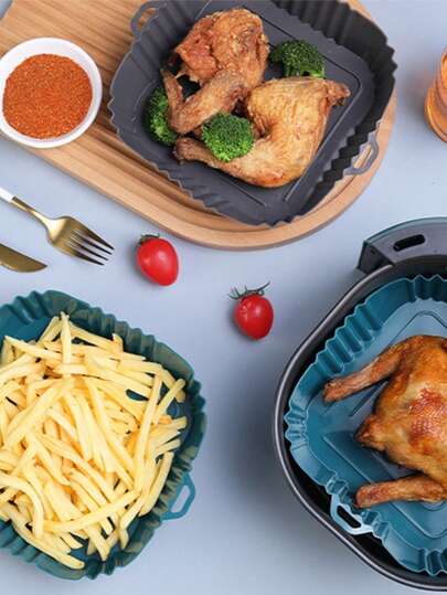 Silicone Liner For Air Fryer Basket, (Approx. 19cm) Reusable Silicone Baking Tray Compatible With 3-6 Quart Air Fryer, Heat-Resistant & Easy-To-Clean Air Fryer Oven Accessory, 1pc Silicone Baking Tray Back To School