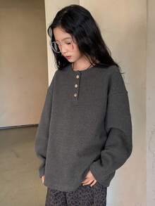 DAZY 少女圆领长袖针织T恤，秋季款