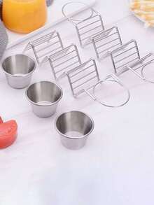 1PC/Sauce Cup For Steak/Salad/Tomato Sauce/Mexican Pancake Dip 2pcs/4pcs/6pcs/Set,Kitchen,Christmas Gift,School Supplies - Silver - View 4