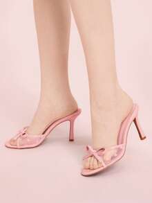 CUCCOO DOLLMOD Giày sandal cao gót mũi nhọn màu nâu bằng da PU dành cho nữ, thích hợp cho kỳ nghỉ xuân, lễ Phục sinh, dạ hội. - Màu hồng - Xem 3