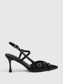 CUCCOO SZL Simple Casual Solid Color Pointed Toe Women Pumps - Black - View 5