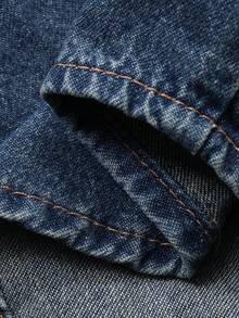 DAZY 2件套女士水洗渐变韩版休闲宽松牛仔上衣和短裤套装 春季 - 藍色 - 查看 3