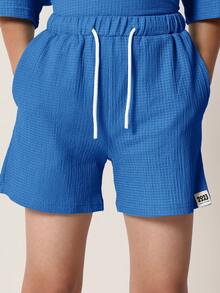 Bộ áo polo và quần short dây rút cùng chất liệu SUMWON dành cho bé trai, kiểu dáng thoải mái, thích hợp cho kỳ nghỉ hè. - Màu xanh lam - Xem 6