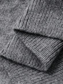 Vivie Lora Women's Solid Color Crew Neck Cable Knit Casual Loose Vacation Travel Long Sleeve Sweater - Grey - View 7