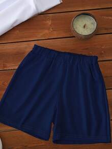 SHEIN GraphicGems 一套男童休闲时尚简约蓝白条纹小熊印花短袖圆领T恤和短裤套装，适合春夏季户外、运动、上学穿着。 - 彩色 - 查看 6