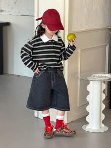 DAZY 韩版女童条纹休闲长袖T恤