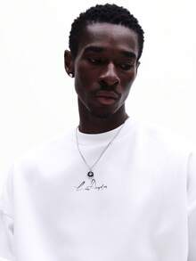 SUMWON Men's Graphic Print Pullover Sweatshirt With Long Sleeves Crew Neck Casual Comfort Fall Winter Top Plain - White - View 4