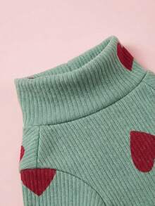 PETSIN 1件猫狗通用服装，休闲舒适的心形印花T恤，适合小型犬和其他宠物全年穿着。 - 豆綠 - 查看 5