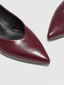 CUCCOO BIZCHIC Bombas de tacón bajo de punta fina, clásicas y sencillas, para uso diario, trabajo y fiestas - Rosa Roja - Ver 7