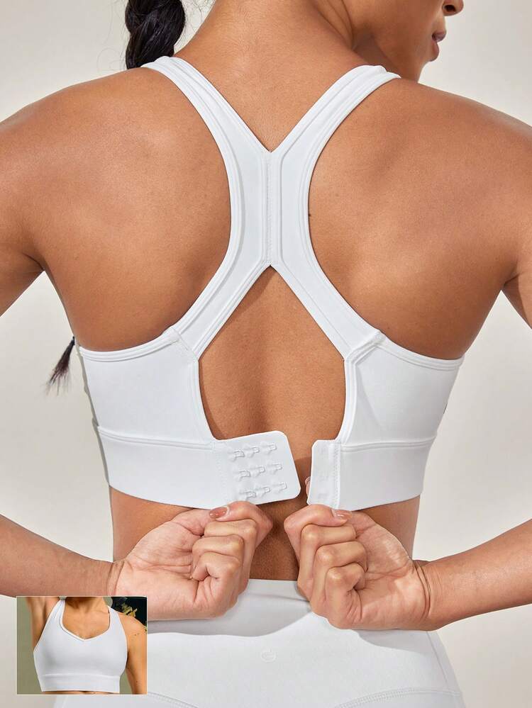 FeatherFit™-Sculpt V Neck Racerback Sports Bra Tank Top Medium Support Workout Gym  Spring Summer