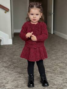 DAZY Toddler Girls' Round Neck Sweater & Skirt 2 Pieces Set, Autumn/Winter