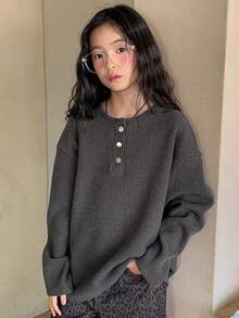 DAZY 少女圆领长袖针织T恤，秋季款